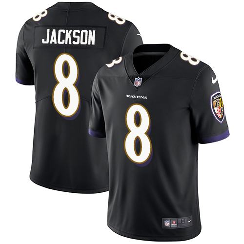 Nike Ravens #8 Lamar Jackson Black Alternate Men's Stitched NFL Vapor Untouchable Limited Jersey
